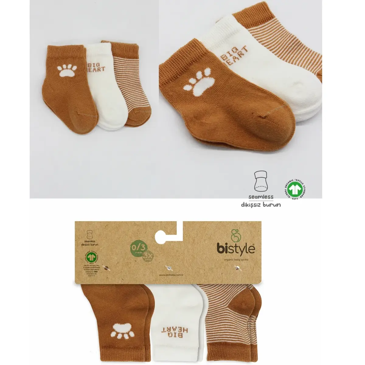 Bibaby Çorap Soket 3lü Bistyle Pati Penye Hardal