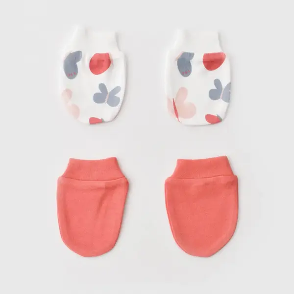 Bibaby Organik Eldiven 2li Wild Flowers Coral
