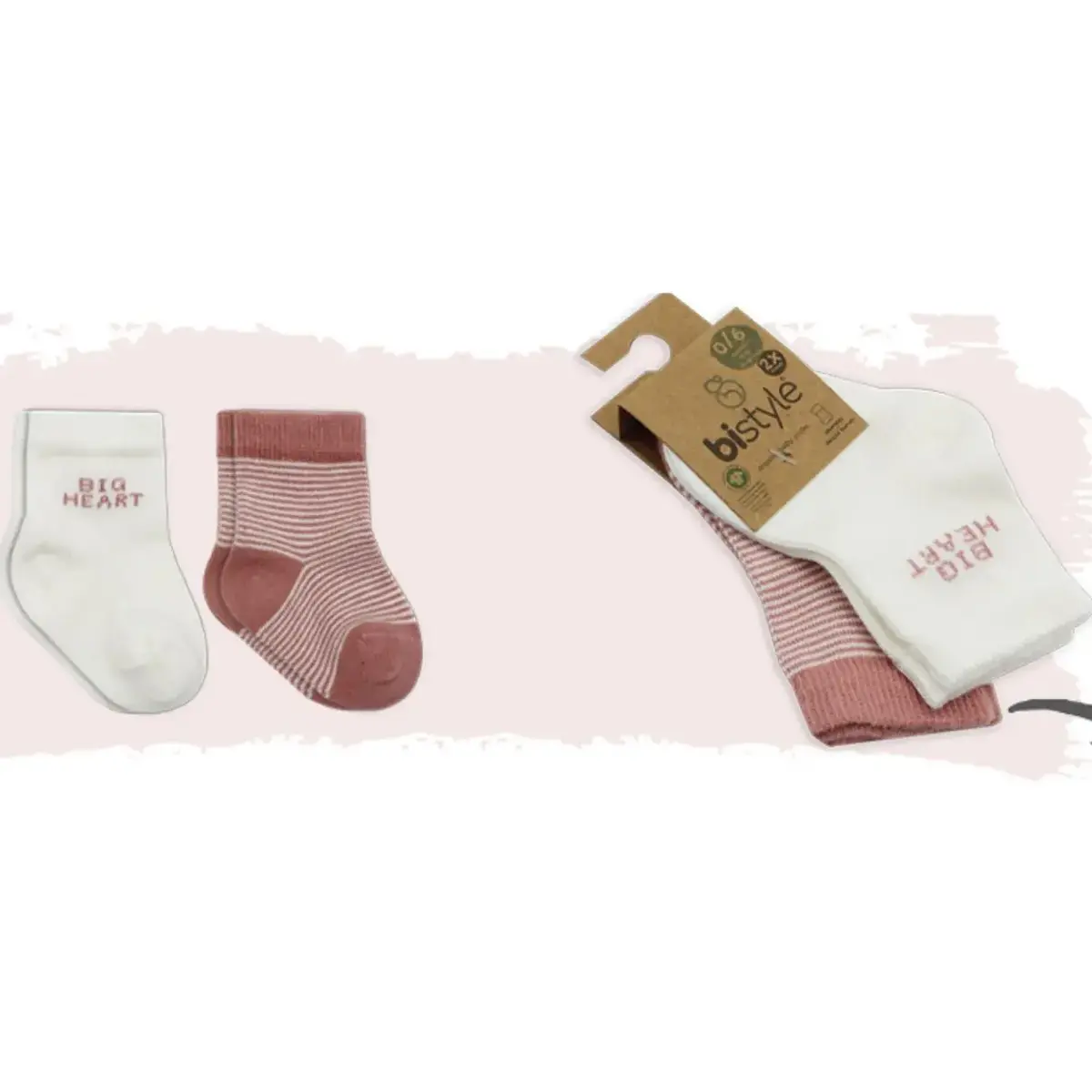 Bistyle Çorap Soket 2li Penye Big Heart Pudra