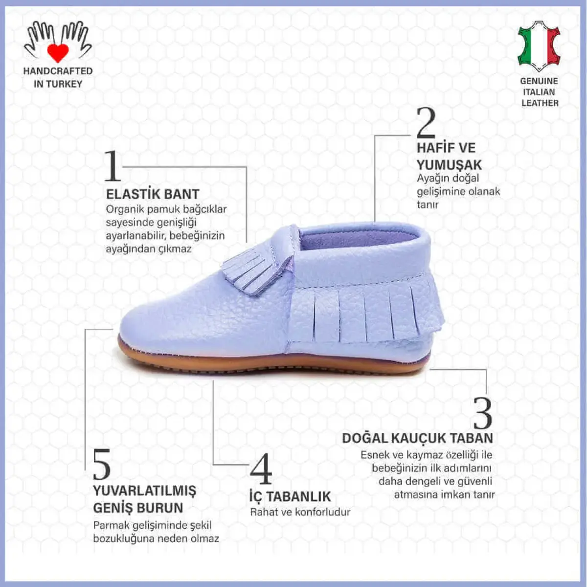 Ella Bonna Bebek Ayakkabısı Hakiki Deri Mavi