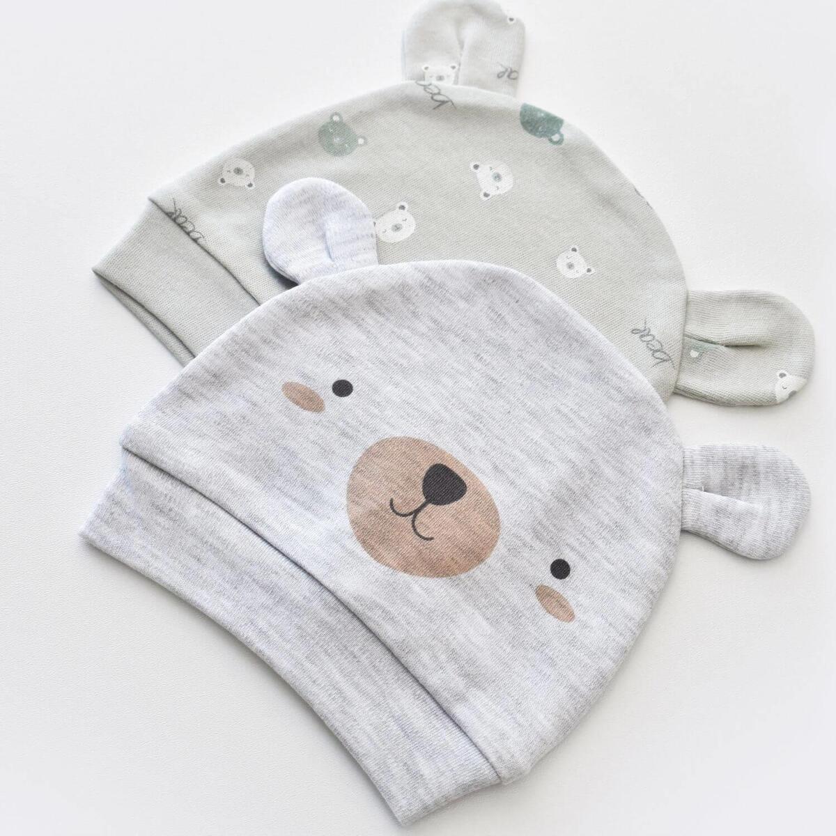 Bibaby Organik Şapka 2li Hug Me Bear Kar Melanj
