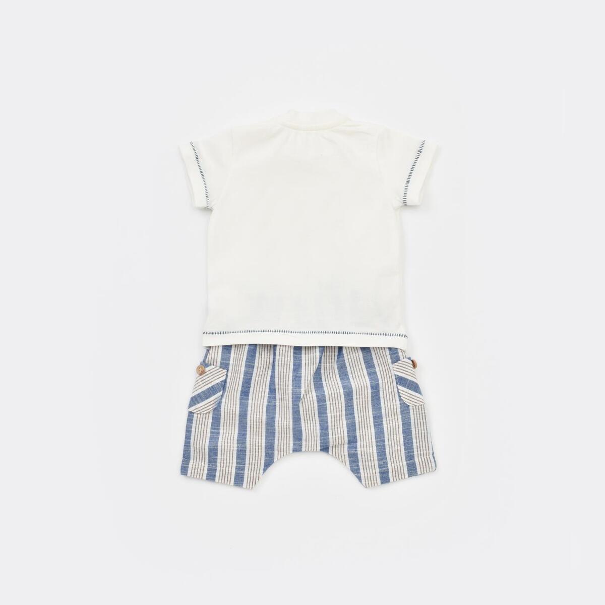 Bibaby 2li Takım Şortlu Stripe Sytle Lacivert - Bej
