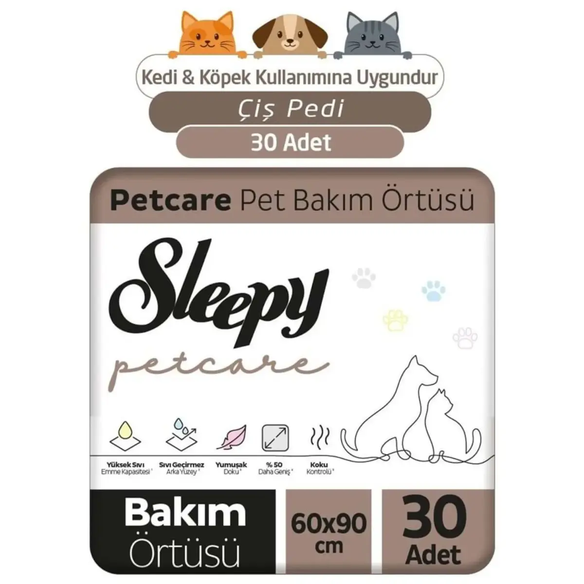 Sleepy Petcare Evcil Hayvan Bakım Örtüsü 60x90 30lu Sleepy Petcare Evcil Hayvan Bakım Örtüsü 60x90 30lu