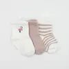 Bistyle Çorap Soket 3lü Penye Flamingo Girl Gül Kurusu - Ekru - Lila