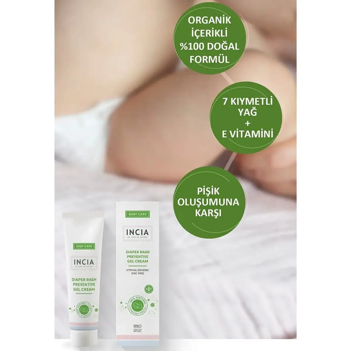 Incia Doğal Pişik Önleyici Jel Krem 60 ml