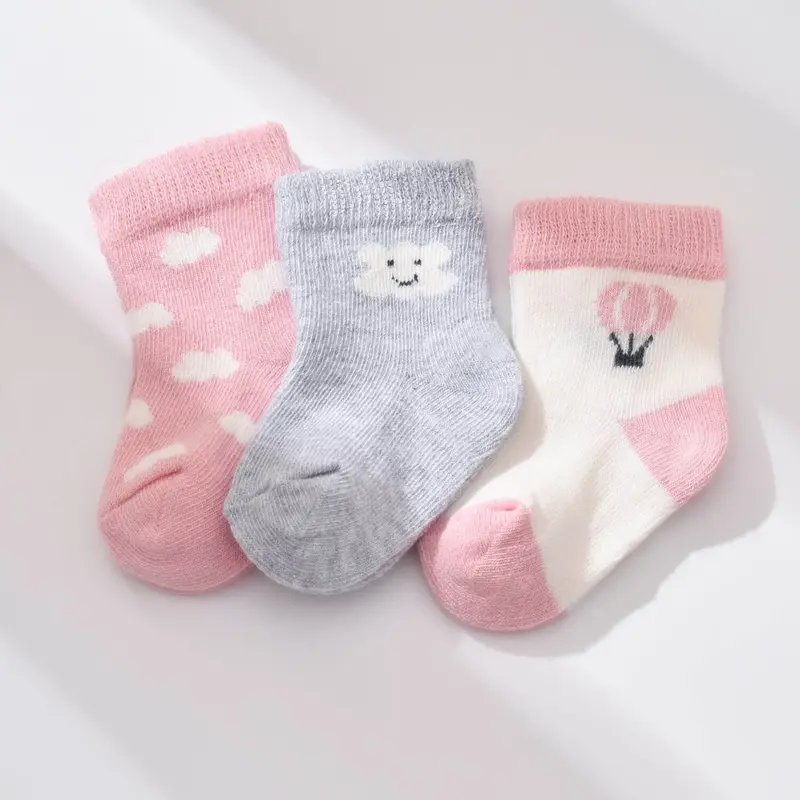Bibaby Organik Çorap Soket 3lü Cloudy Pembe