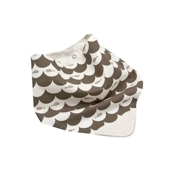 Babyjem Fular Önlük Diş Kaşıyıcılı Poplin Balıklı Kahverengi