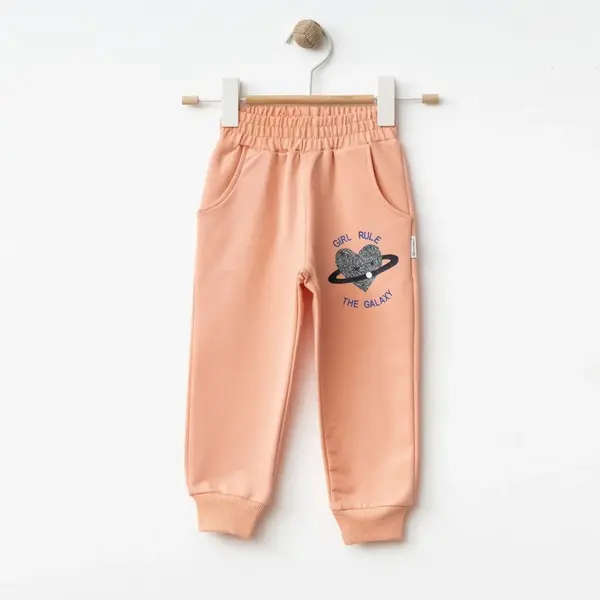 Winimo Çocuk Eşofman Altı Girl Rule Baskılı Pudra