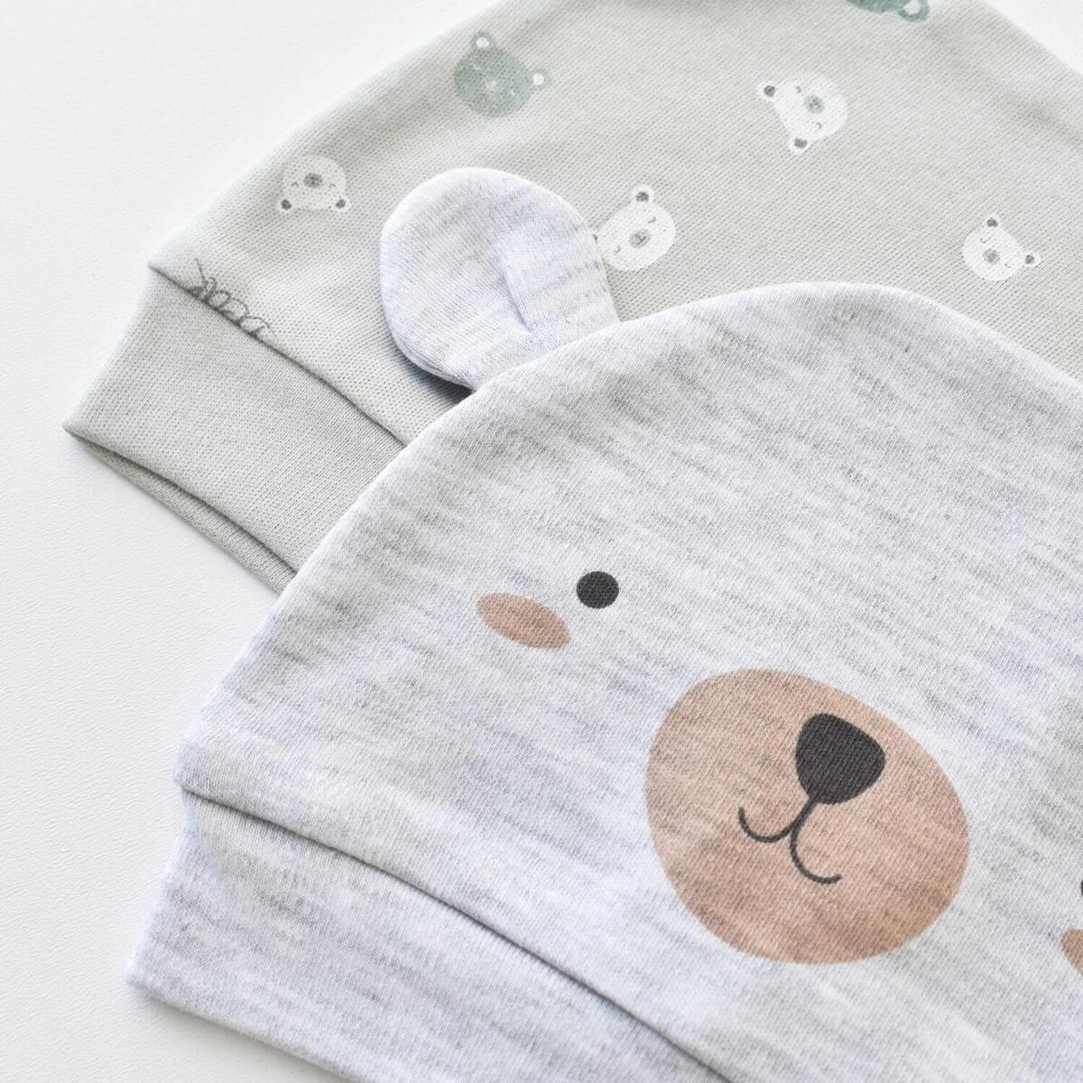 Bibaby Organik Şapka 2li Hug Me Bear Kar Melanj