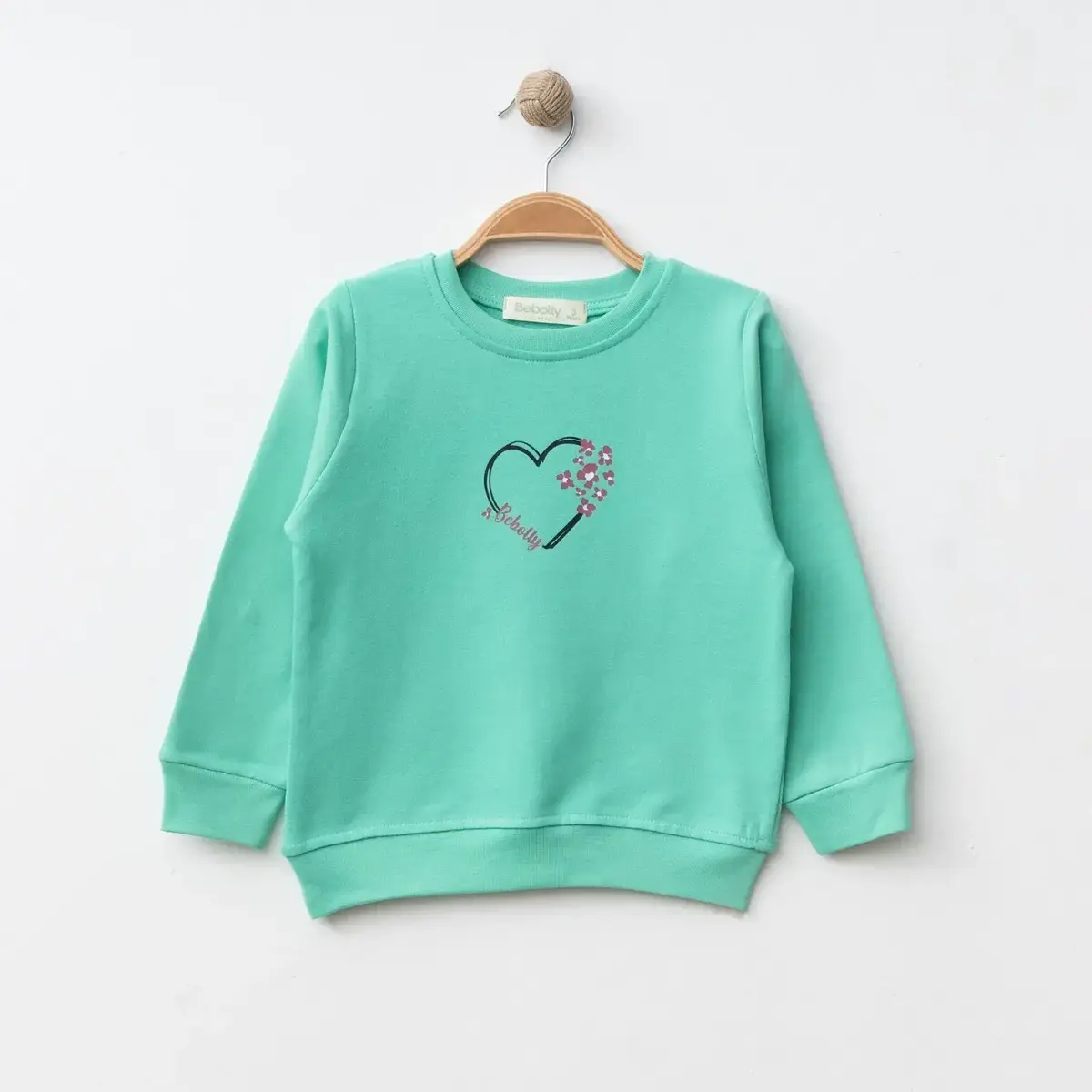 Bebolly Sweatshirt Kalp Baskılı Mint