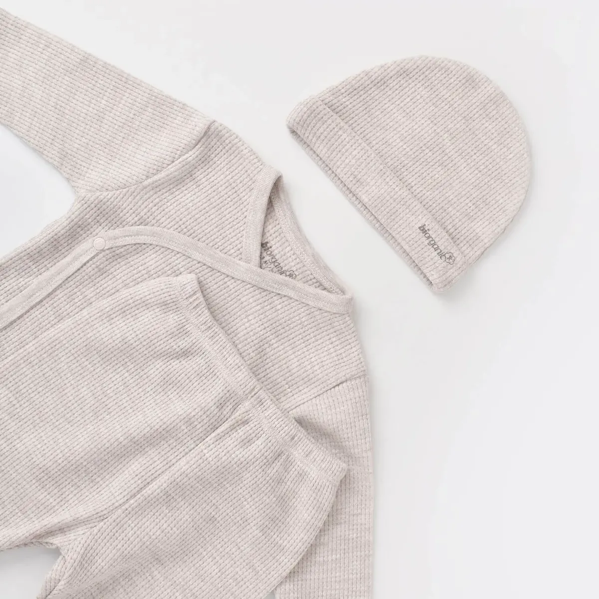 Bibaby Organik Zıbın Takımı 3lü Nature In Waffle Kahve Melanj