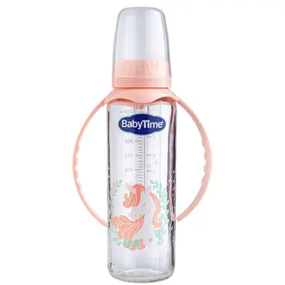 Baby Time Klasik Cam Biberon Silikon Kiraz Uçlu 225ml