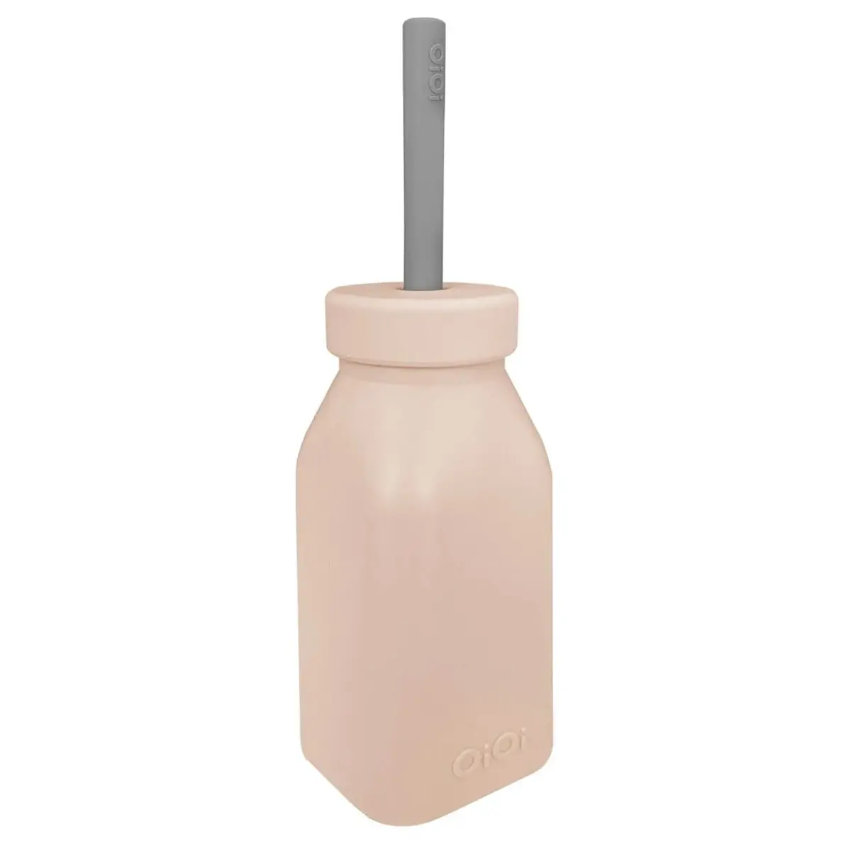 OiOi Şişe + Pipet Bubble Beige - Powder Grey