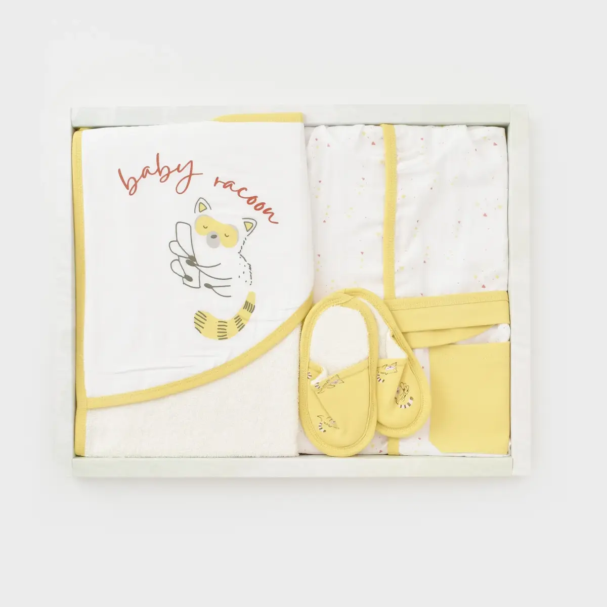 Bibaby Organik Bornoz Takımı Baby Racoon Vanilla Ice