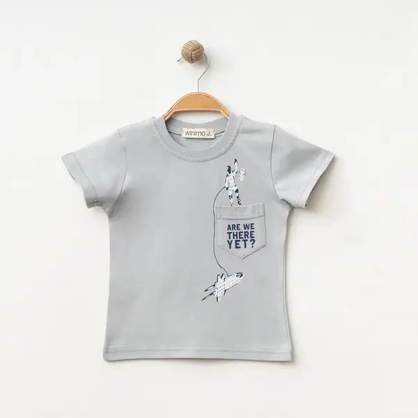 Winimo T-Shirt Are There Yet Baskılı Boyalı Gri