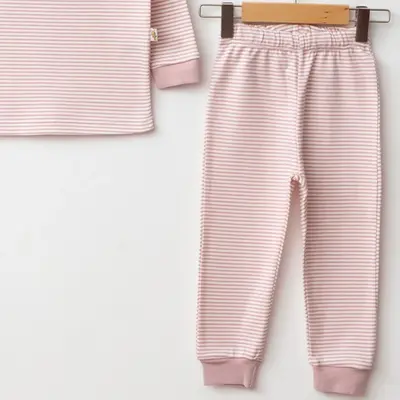 Mini Damla Pijama Takımı Penye Dream Time Baskılı Pudra