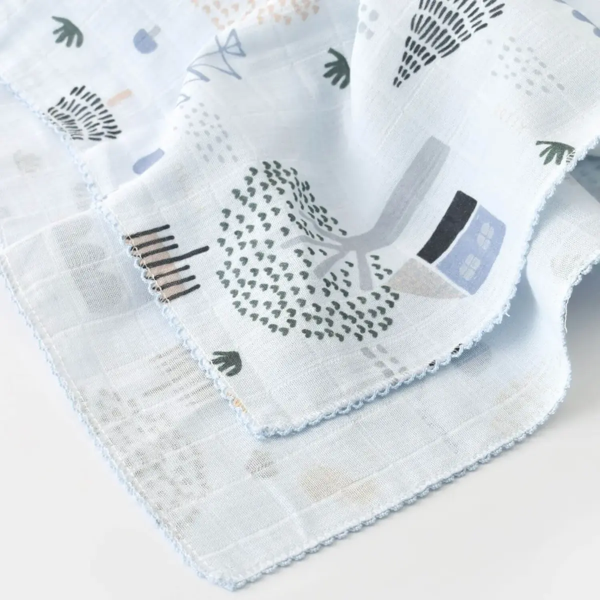 Bibaby Müslin Battaniye Rain Tree Mavi