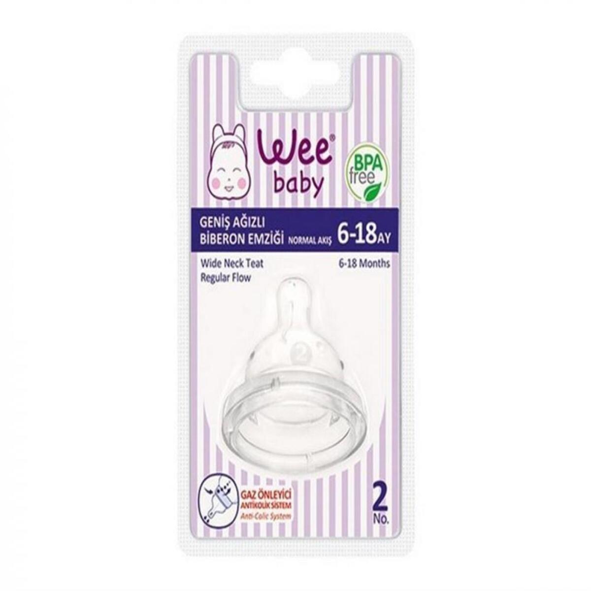 Wee Baby Geniş Ağızlı Yuvarlak Uçlu Silikon Biberon Emziği 6+ Ay