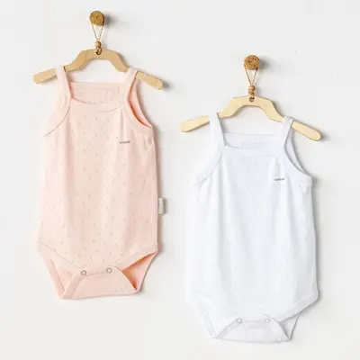 Andy Wawa Body İp Askılı 2li Jacquard Basic Pembe - Beyaz