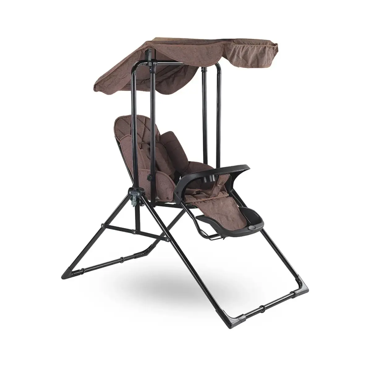 Babyhope Lüks Yatarlı Tepsili Salıncak Kırçıllı Kahverengi