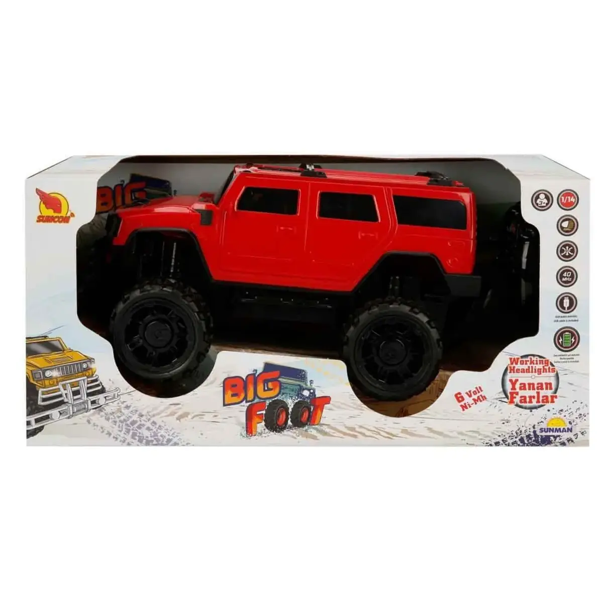 Uzaktan Kumandalı Büyük Tekerlekli Hummer Şarjlı Araba 1/14