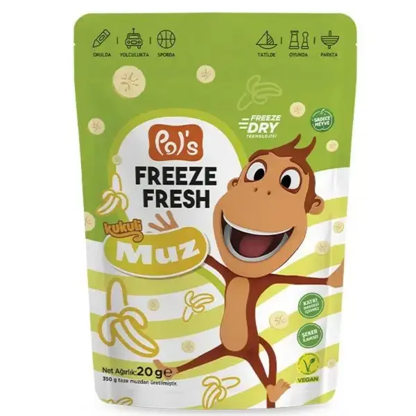 Pol's Freeze Fresh Kukili Dondurularak Kurutulmuş Muz 20 gr