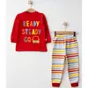 Mini Damla Pijama Takımı Penye Çizgili Kırmızı