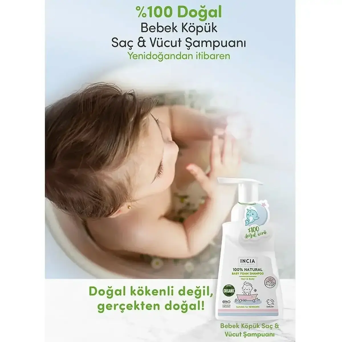 Incia %100 Doğal Bebek Köpük Şampuanı 200ml