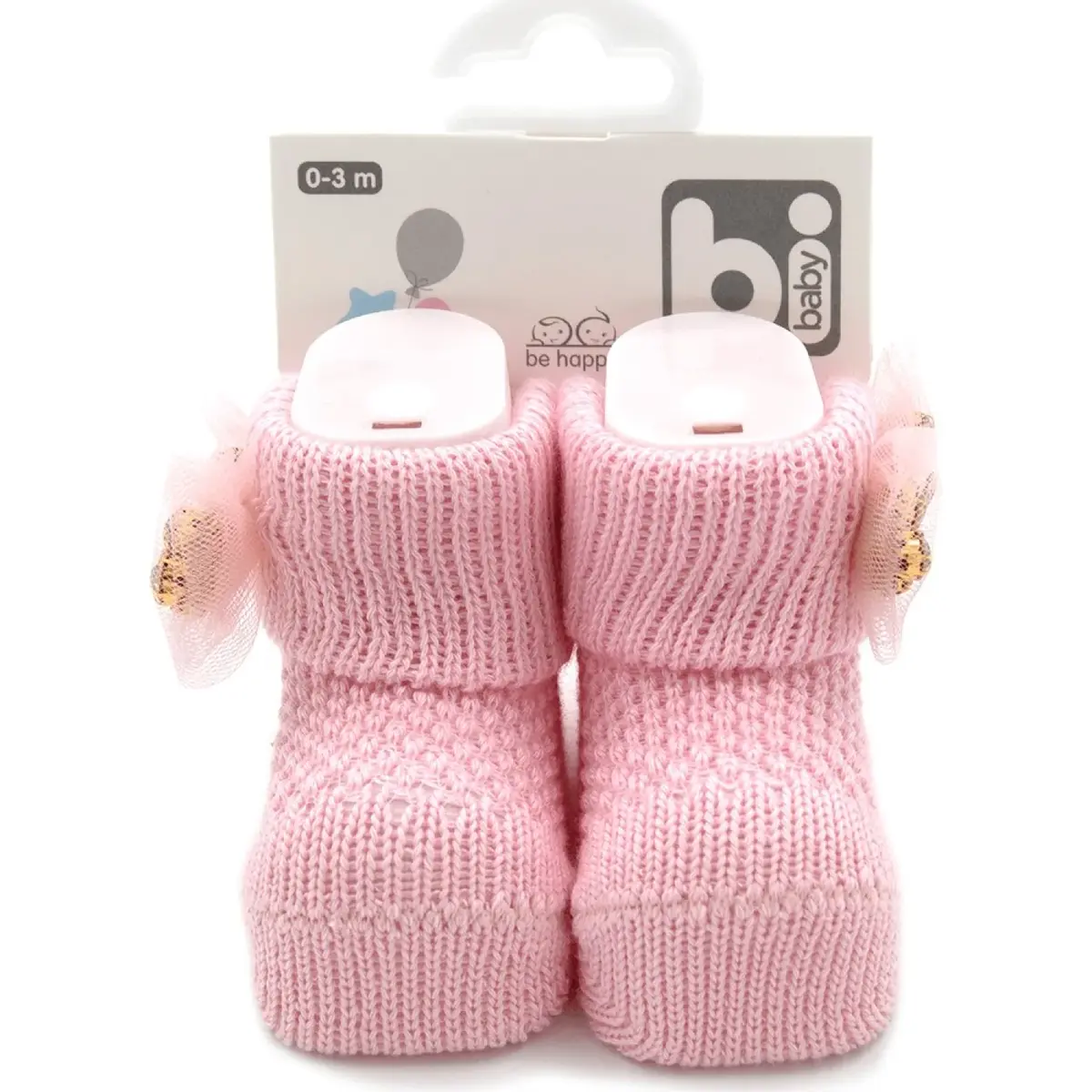 Bibaby Patik Çorap Fiyonklu Taş Pembe