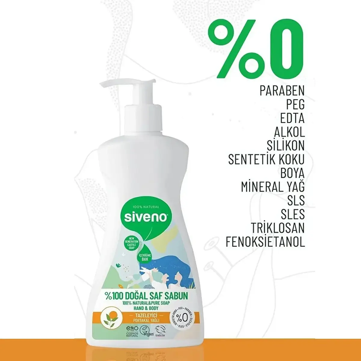 Siveno %100 Portakal Yağlı Doğal Sıvı Sabun 300ml