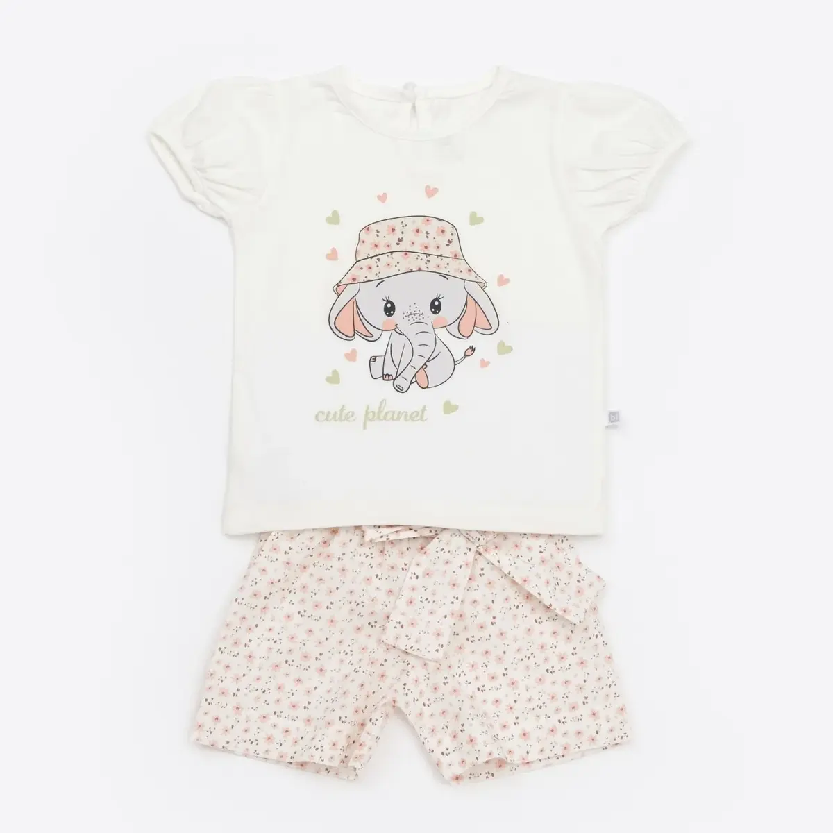 Bibaby 2li Takım Şortlu Cute Elephant Pembe