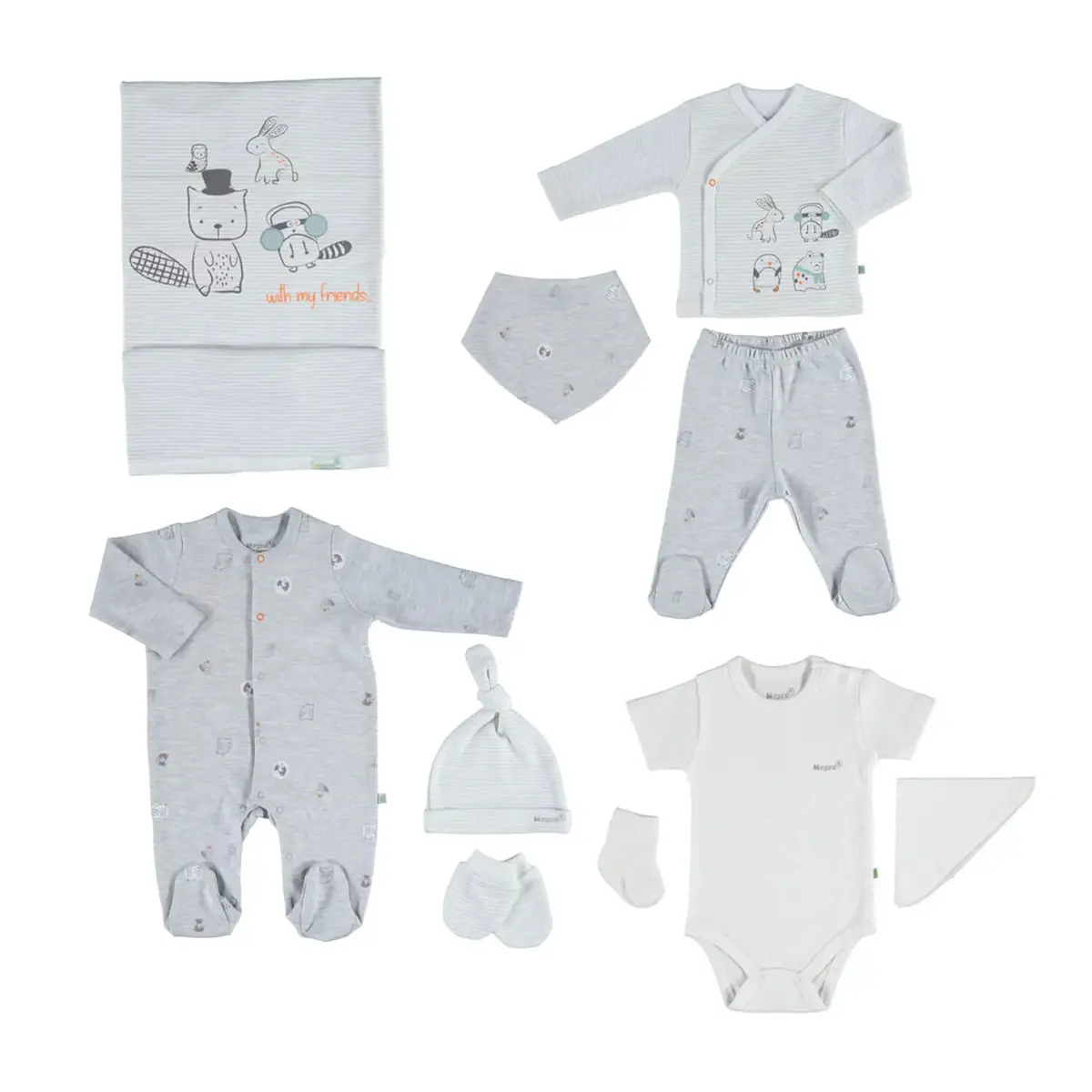 Bibaby Organik Hastane Çıkışı 10lu Baby Friends Ekru - Kar Melanj