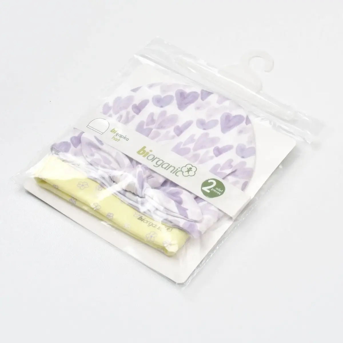Bibaby Organik Şapka 2li Love You Yellow Lavender