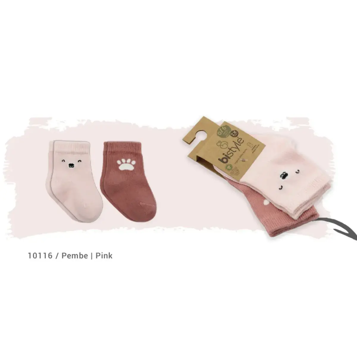 Bistyle Çorap Soket 2li Bear Penye Pembe