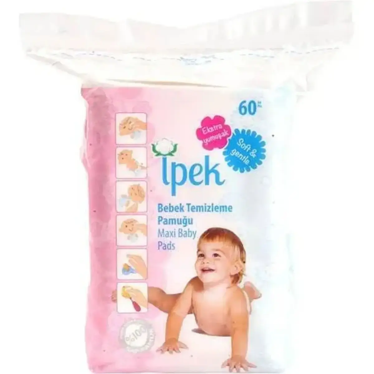 İpek Bebek Temizleme Pamuğu 12x60lı