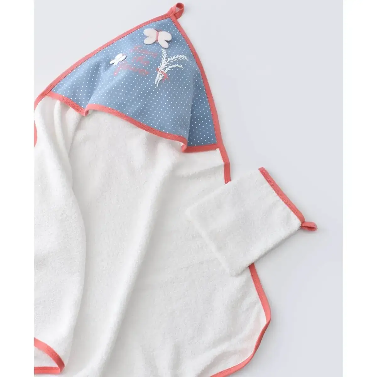 Bibaby Organik Bebek Bornoz Takımı Wild Flowers Coral