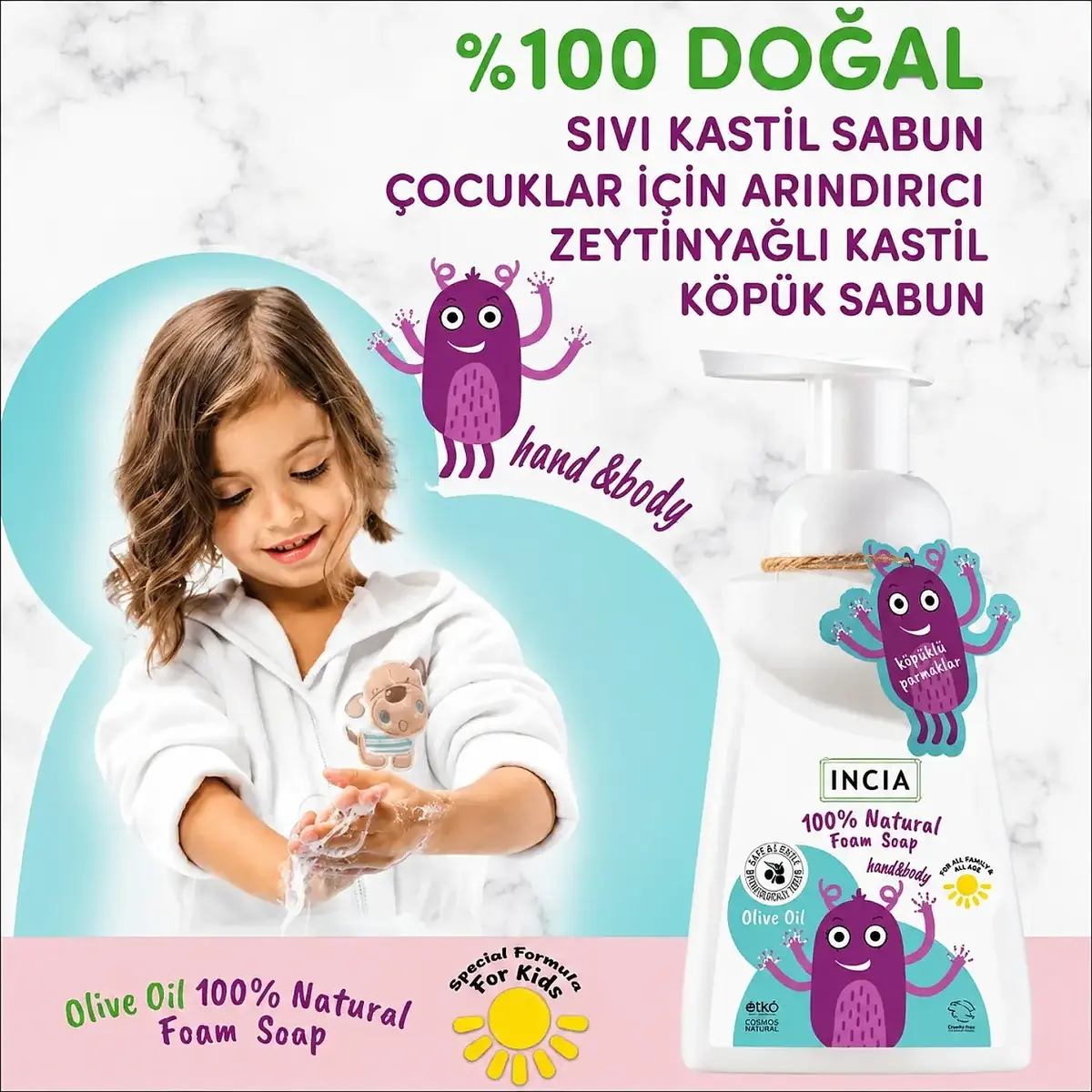 Incia Kids Zeytinyağlı Köpük Sabun 200 ml