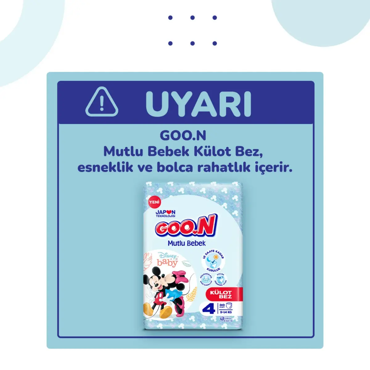 Goon Mutlu Bebek Külot Bebek Bezi 4 Beden 9-14 Kg 30lu Jumbo Paket
