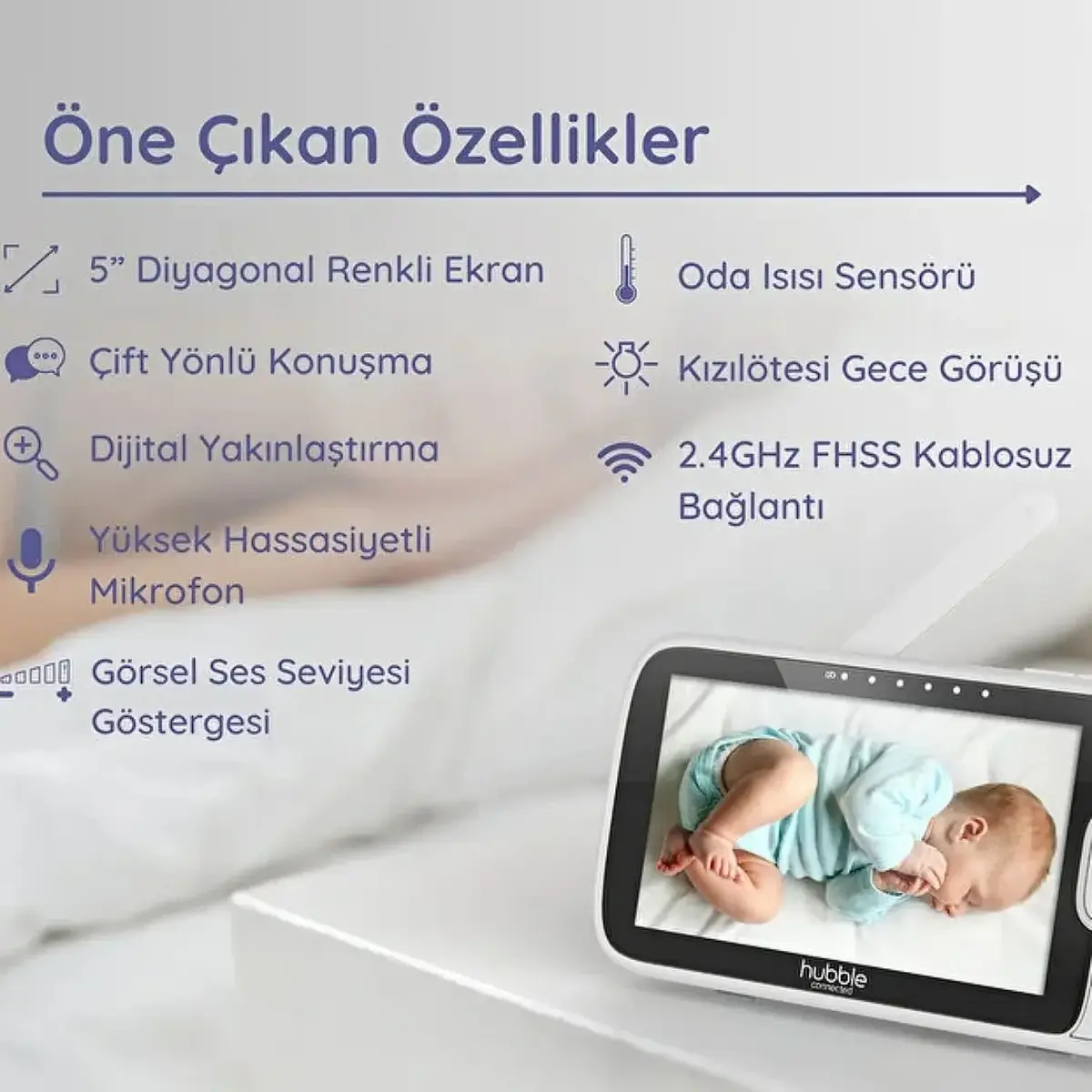 Hubble Nursery P View Premium 5’’ Dijital Ekranlı Bebek Kamerası