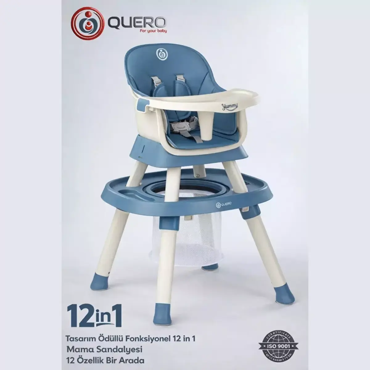 Quero Yummy 12 in 1 Fonksiyonel Mama Sandalyesi Mavi