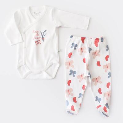 Bibaby Organik Zıbın Takımı Wild Flowers Coral