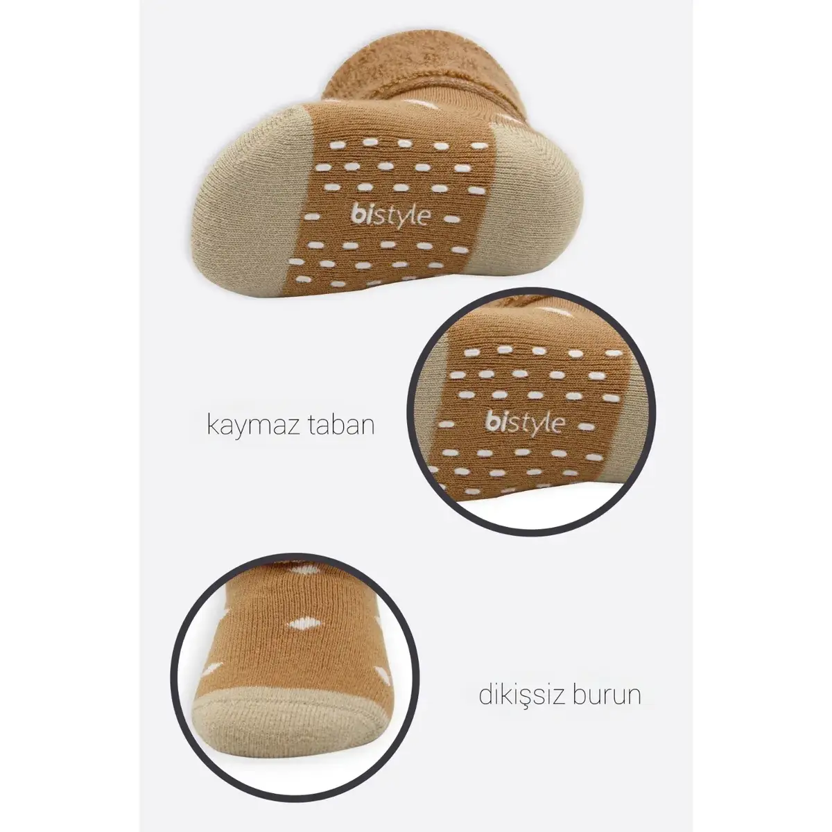 Bistyle Çorap Soket Havlu 2li Kaymaz Point Boy Hardal