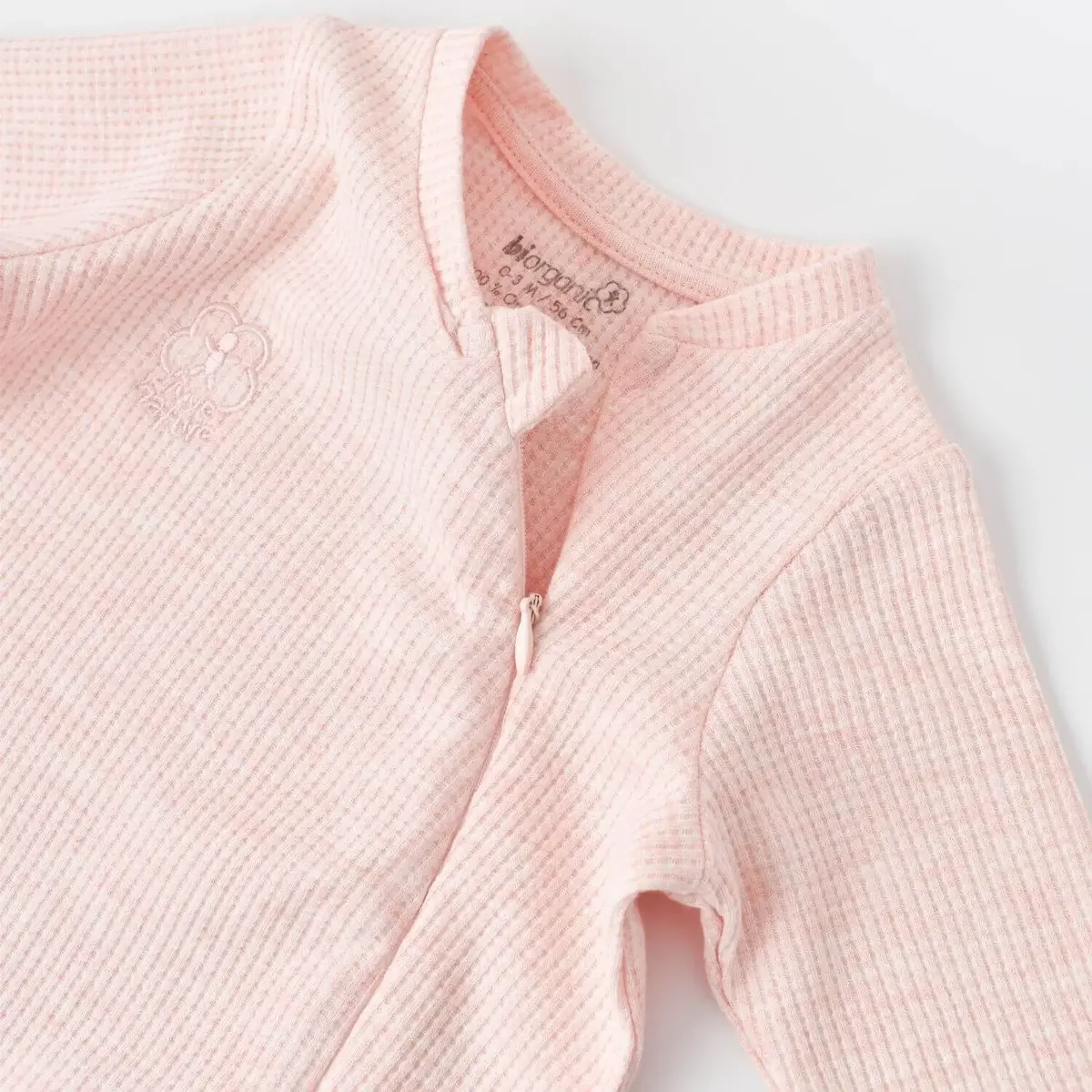Bibaby Organik Tulum Fermuarlı Nature In Waffle Pembe Melanj