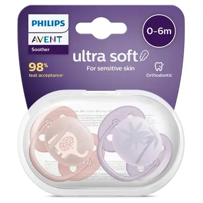 Philips Avent SCF091/09 Soother Ultra Yumuşak Emzik 0-6 Ay 2li Erkek