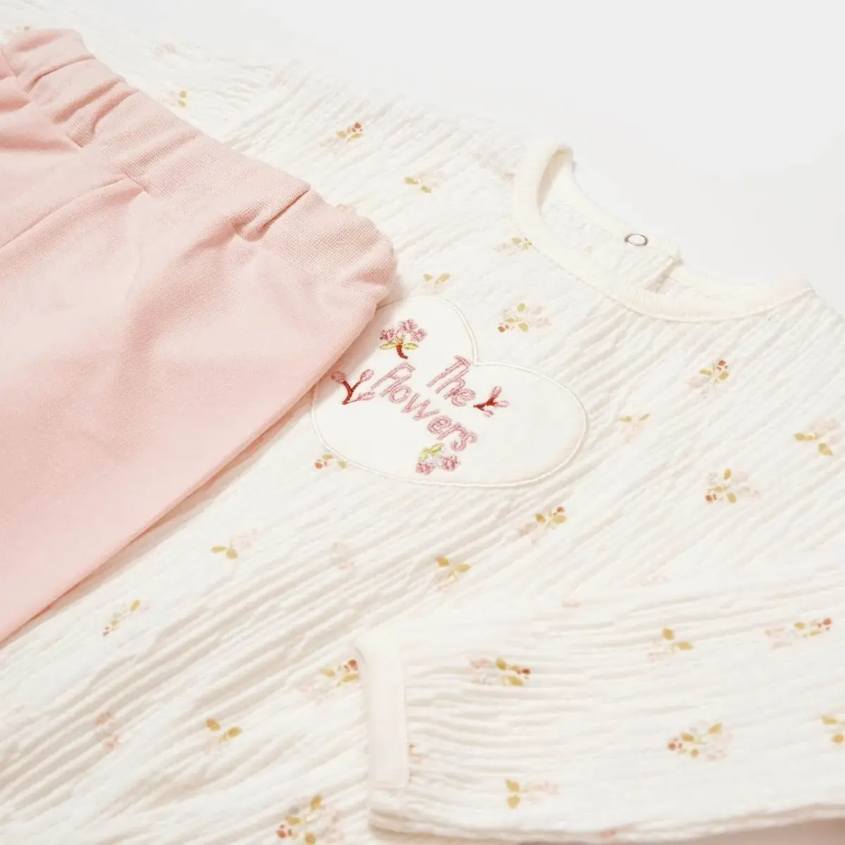Bibaby Organik 2li Takım The Flowers Ekru - Pembe