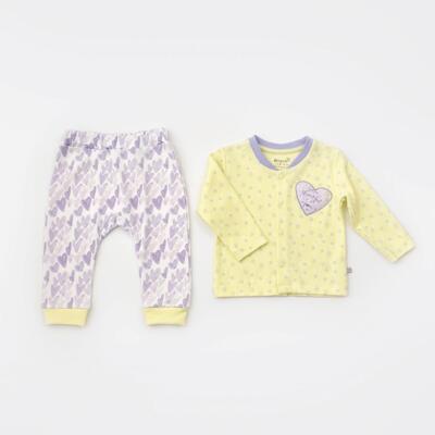 Bibaby Organik Pijama Takımı Love You Baby Yellow Lavander