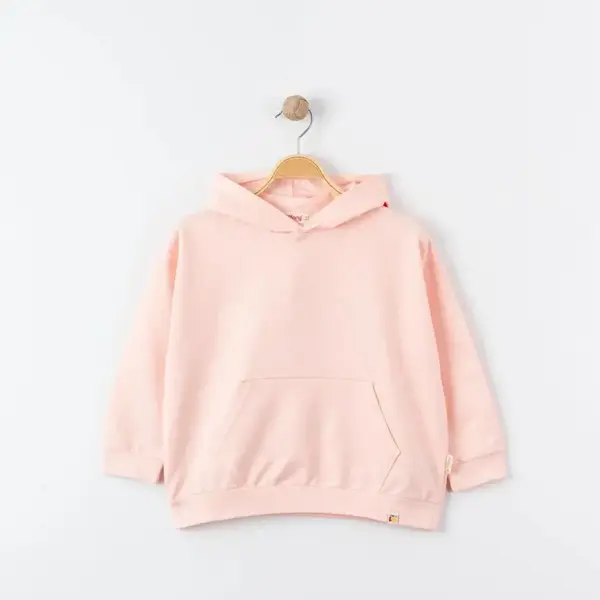 Tiffany Sweatshirt Kapüşonlu Oversize Theme Pudra
