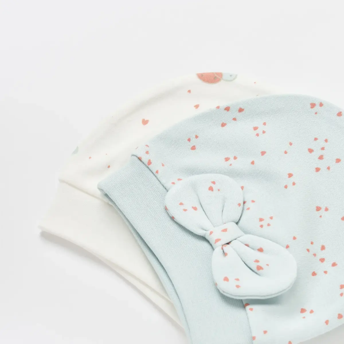Bibaby Organik Şapka 2li Pretty Ears Bunny Mint - Ekru