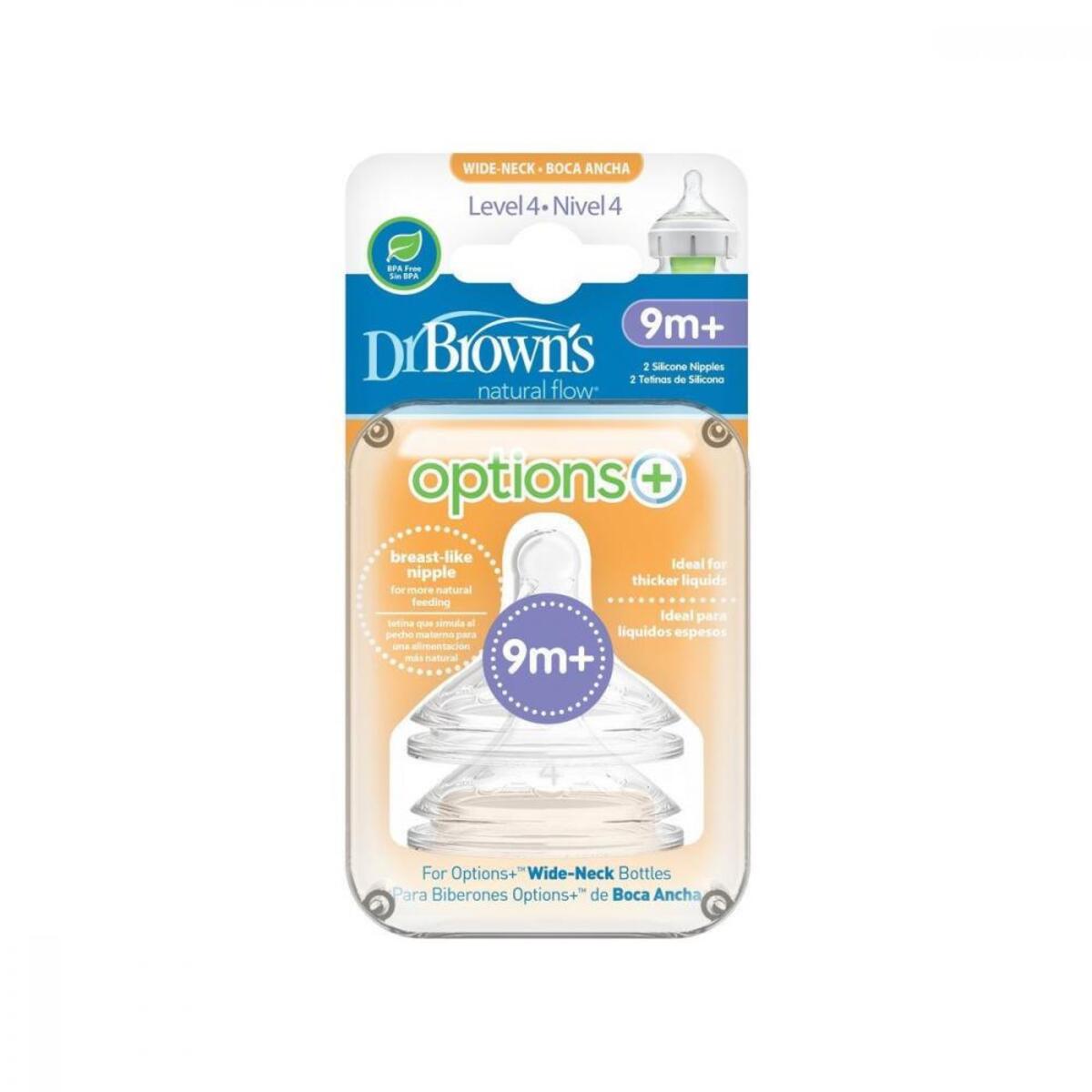 Dr Browns Options+ Geniş Ağız Silikon Biberon Emziği 2li 9+ Ay 4.Aşama