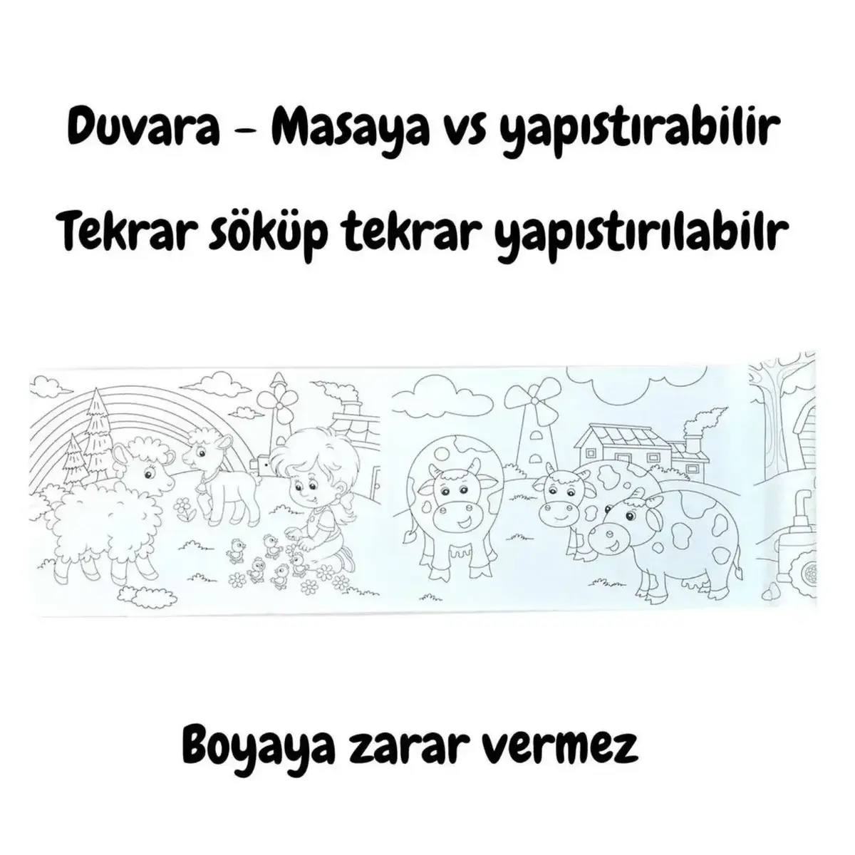 Lino Yapışkanlı Boyama Rulosu Farm 86X20 Cm